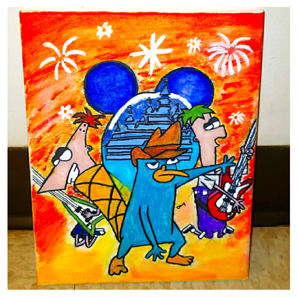 A cartoon painting on a canvas that I painted
